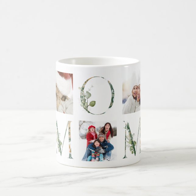 Eucalyptus Plant Best MOM Ever Floral Multi Photo Coffee Mug (Center)