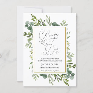 Eucalyptus Postponed Wedding Announcement