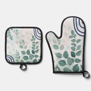 Eucalyptus Praying Mantis Australian Botanical Art Oven Mitt & Pot Holder Set