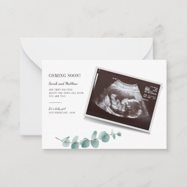 Eucalyptus Pregnancy Baby Reveal Card (Front)