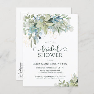 Eucalyptus Pretty Script Bridal Shower Invitation