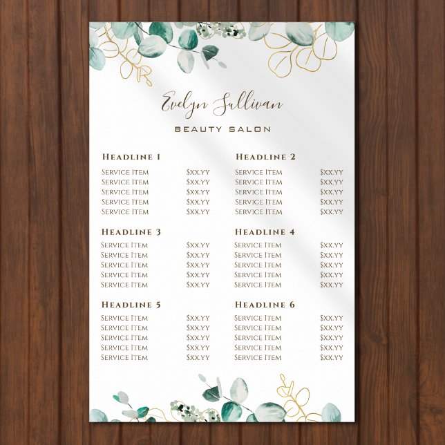 Eucalyptus Price List Poster (Creator Uploaded)