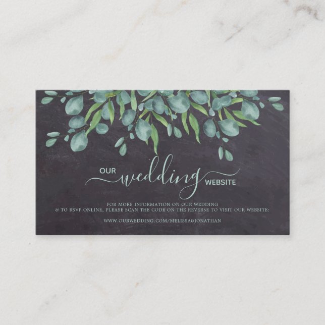 Eucalyptus QR Code Rustic Wedding Online RSVP Card (Front)