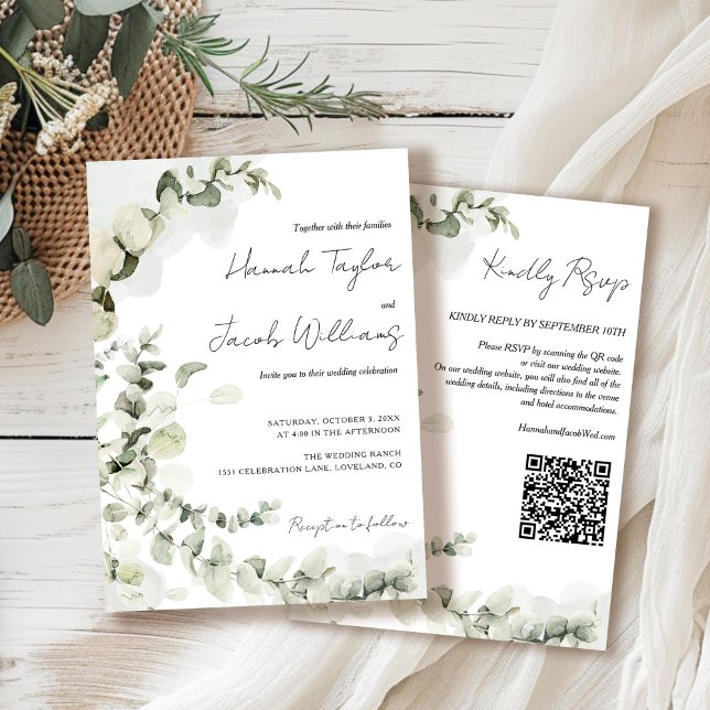 Eucalyptus QR Code Wedding Invitation (Creator Uploaded)