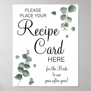 Eucalyptus Recipe Cards bridal shower game sign
