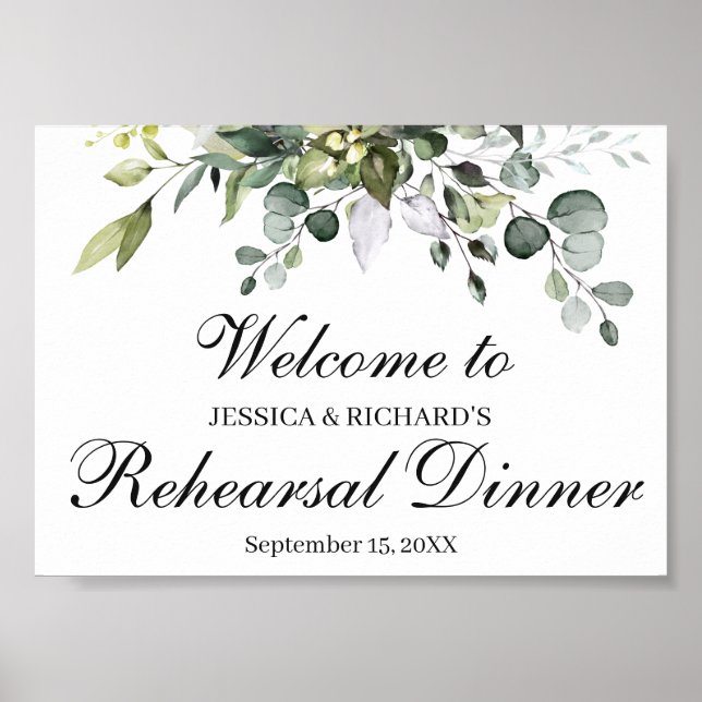 Eucalyptus Rehearsal Dinner Welcome Poster Sign (Front)