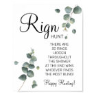 Eucalyptus Ring Ring bridal shower game sign