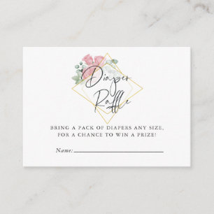Eucalyptus Rose Geometric Baby Diaper Raffle Enclosure Card