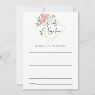 Eucalyptus Rose Geometric Baby Shower Mum Advice Card