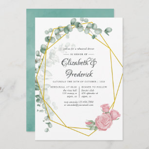Eucalyptus Rose Geometric Rehearsal Dinner Invitation