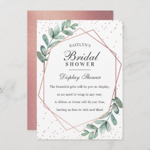 Eucalyptus Rose Gold Geometric Bridal Shower Enclosure Card