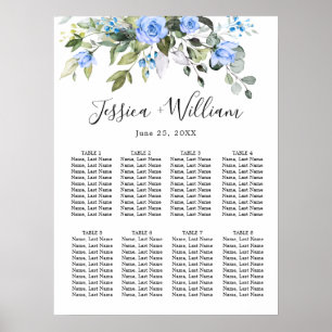 Eucalyptus & Roses 8 Tables Wedding SEATING CHART