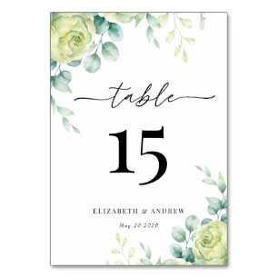 Eucalyptus Roses Elegant Boho Greenery Wedding Table Number