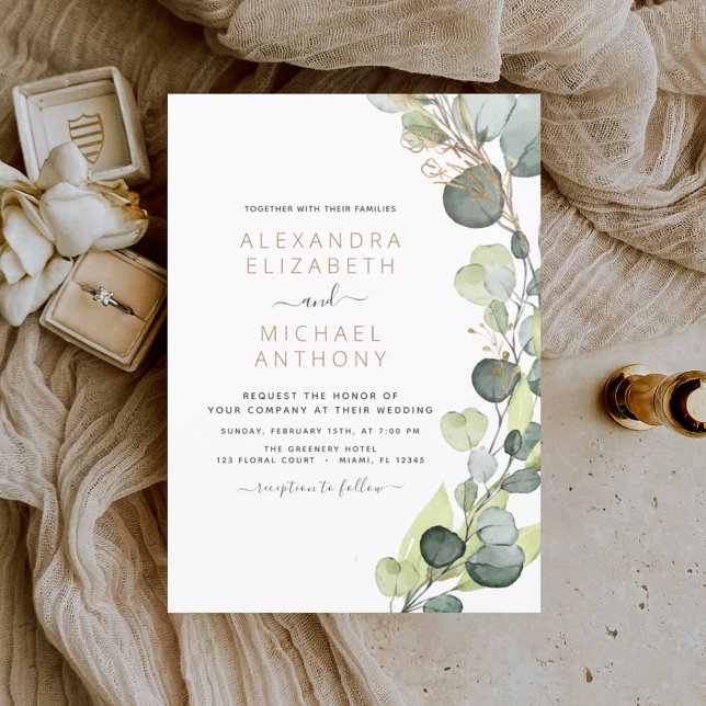 Eucalyptus Rustic Botanical Greenery Wedding Invitation (Creator Uploaded)