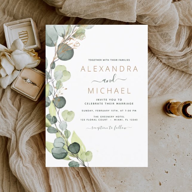 Eucalyptus Rustic Botanical Greenery Wedding Invitation (Creator Uploaded)