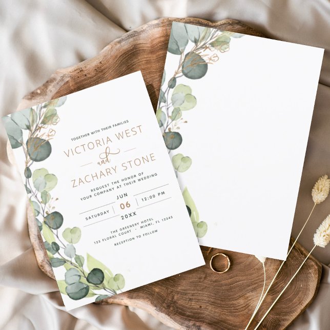 Eucalyptus Rustic Botanical Greenery Wedding Invitation (Creator Uploaded)