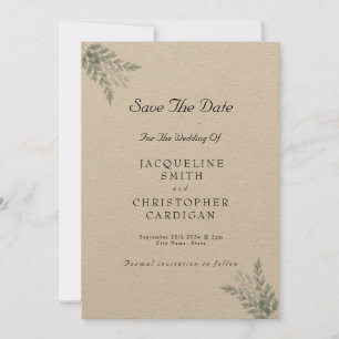 Eucalyptus Rustic Eco Friendly Save The Date Invitation