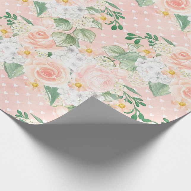 Eucalyptus Rustic Floral Sage Green Pink Wrapping Paper (Corner)