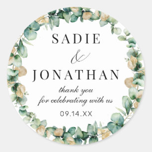 Eucalyptus Rustic Gold Botanical Wedding Sticker