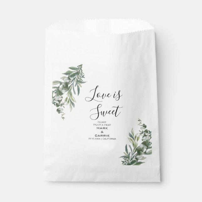 Eucalyptus Rustic Greenery Wedding Favour Bag (Front)