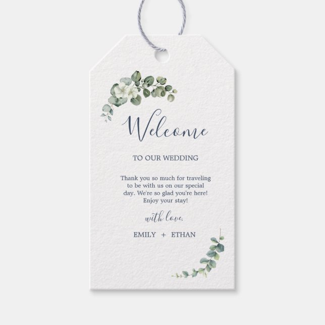 Eucalyptus Rustic Greenery Wedding Gift Tags (Front)