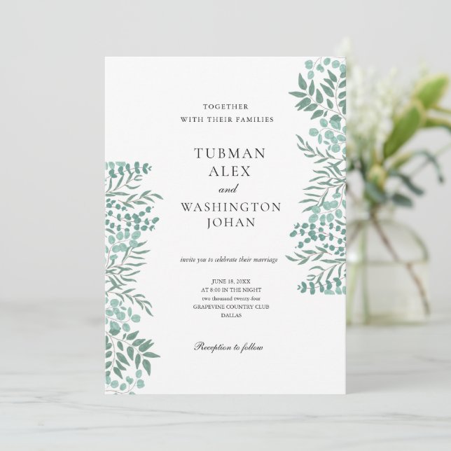 Eucalyptus Rustic Greenery Wedding Invitation (Standing Front)