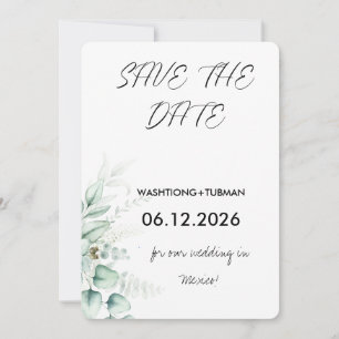 Eucalyptus Rustic Greenery Wedding Save The Date Invitation