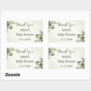 Eucalyptus Rustic Leaves Budget Thank You Round  Rectangular Sticker