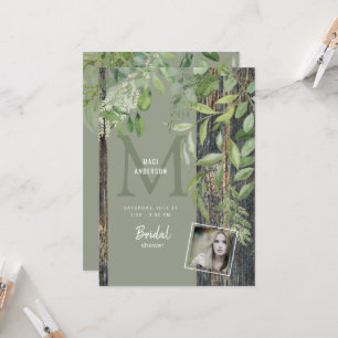 Eucalyptus Rustic Photo Sage Bridal Shower  Invitation
