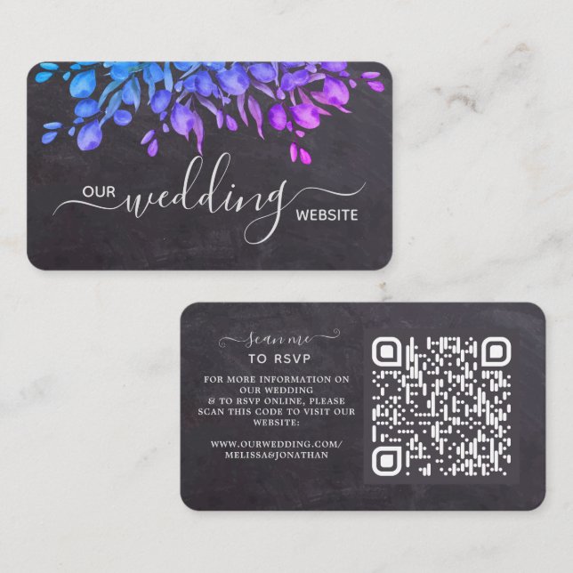 Eucalyptus Rustic Slate Wedding QR Code RSVP Enclosure Card (Front/Back)