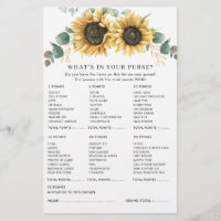 Eucalyptus Rustic Sunflower Bridal Shower Game
