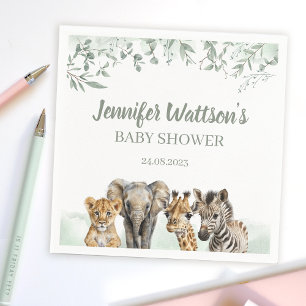 Eucalyptus Safari animals baby shower paper napkin
