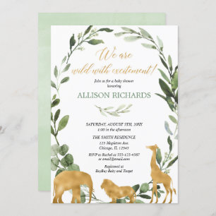 Eucalyptus safari gender neutral baby shower invitation