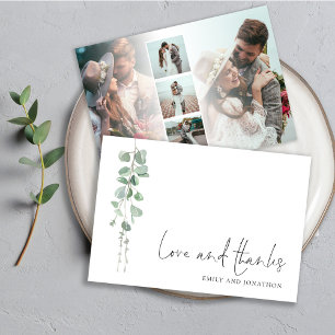 Eucalyptus Sage 5 Photos Names Wedding Love Thanks Card