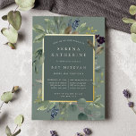 Eucalyptus & Sage Bat Mitzvah<br><div class="desc">Chic botanical bat mitzvah invitation features a border of lush sage green botanical leaves and watercolor eucalyptus foliage with gold foil trim. Personalise with your ceremony and party details in modern lettering on a tone on tone moss green background.</div>