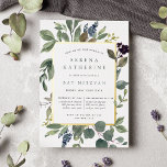 Eucalyptus & Sage Bat Mitzvah<br><div class="desc">Chic botanical bat mitzvah invitation features a border of lush sage green botanical leaves and watercolor eucalyptus foliage with gold foil trim. Personalise with your ceremony and party details in modern lettering on a crisp white background.</div>