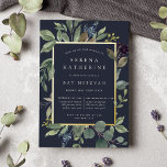 Eucalyptus & Sage Bat Mitzvah<br><div class="desc">Chic botanical bat mitzvah invitation features a border of lush sage green botanical leaves and watercolor eucalyptus foliage with gold foil trim. Personalise with your ceremony and party details in modern lettering on a rich midnight blue background.</div>