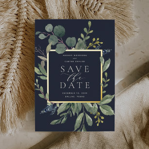 Eucalyptus & Sage Foil Save the Date Card