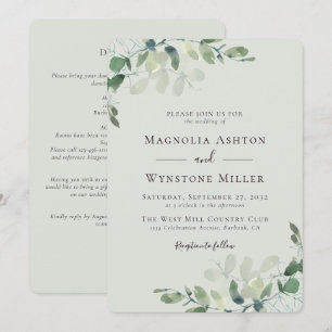 Eucalyptus Sage Green All in One Wedding Invitation