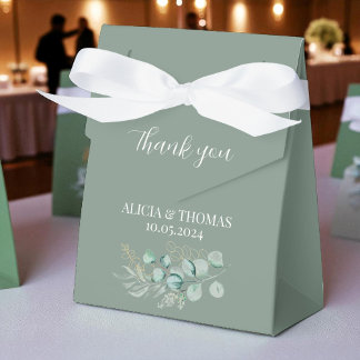 Eucalyptus Sage Green Botanical Wedding  Favour Box