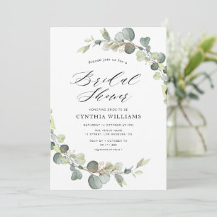 eucalyptus sage green bridal shower invitation