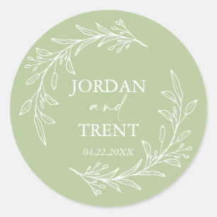 Eucalyptus Sage Green Custom Wedding Stickers