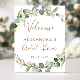 Eucalyptus Sage Green Floral Bridal Shower  Poster