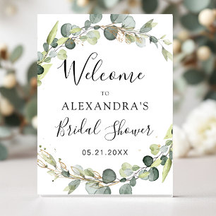 Eucalyptus Sage Green Floral Bridal Shower  Poster