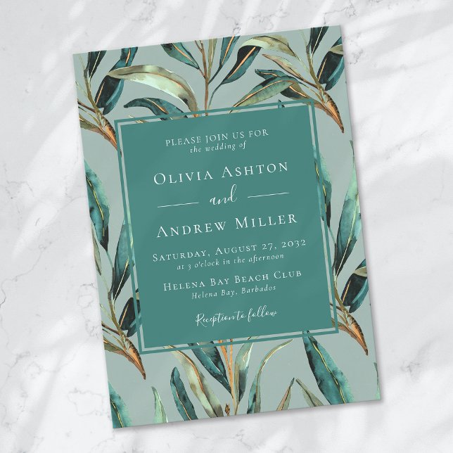Eucalyptus Sage Green Gold Elegant Wedding Invitation (Creator Uploaded)