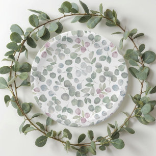Eucalyptus sage green paper plate