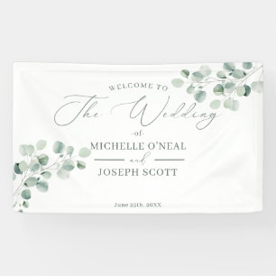 Eucalyptus Sage Green Watercolor Wedding Banner