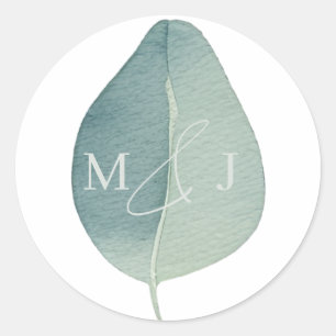 Eucalyptus Sage Green Watercolor Wedding Classic Round Sticker
