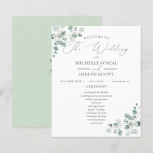 Eucalyptus Sage Green Watercolor Wedding Program