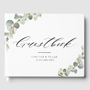 eucalyptus sage green wedding guestbook